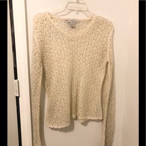 Off White Netted Sweater Like Top